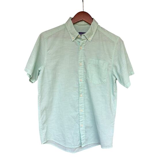Patagonia Organic Cotton Mint Green Bluffside Short Sleeve Button Down - S - Picture 2 of 10